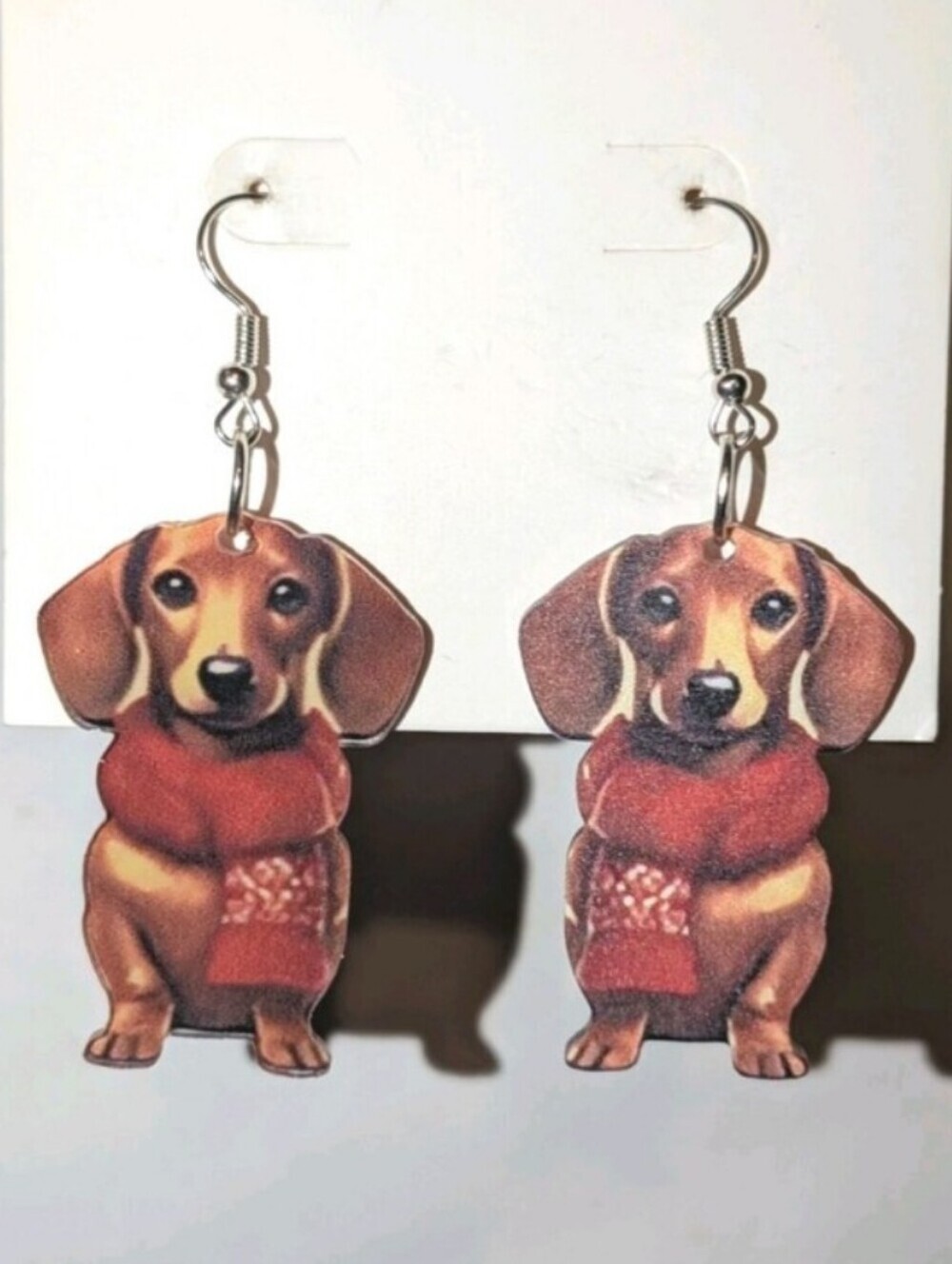 Dachshund Dog Earrings in Brown and Red - Cute Pet Jewelry